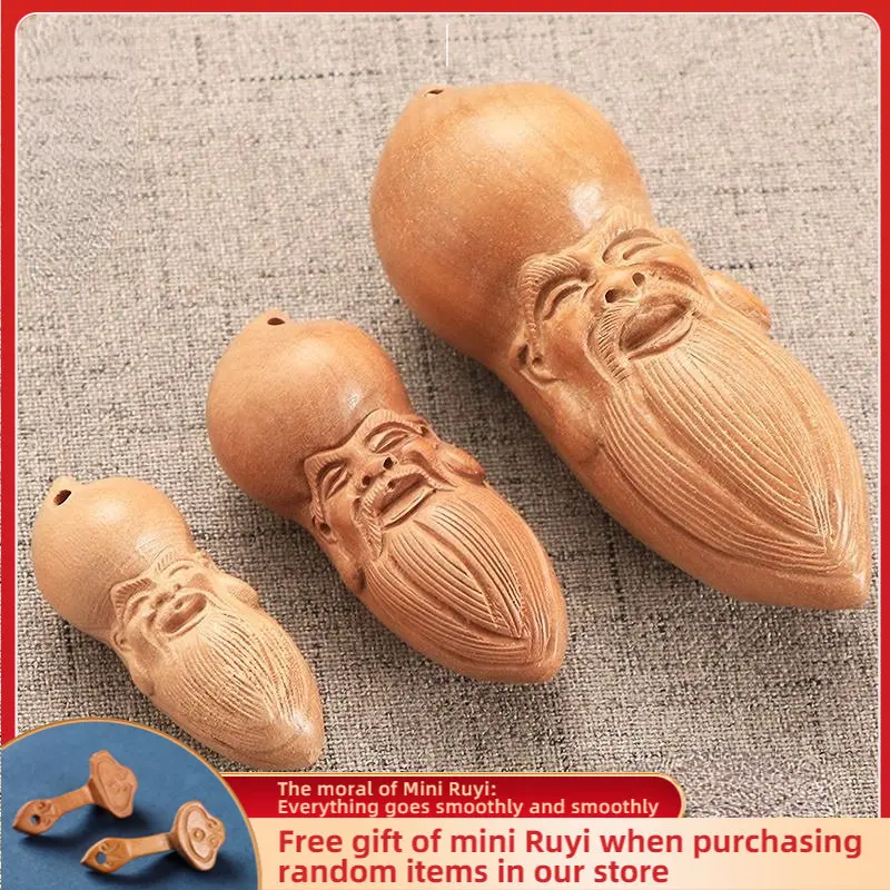 

Приносит удачу и удачу-счастливая партия-голова долговечности-Древесина персика, старение красного масла, высокая плотность, скульптура, с...