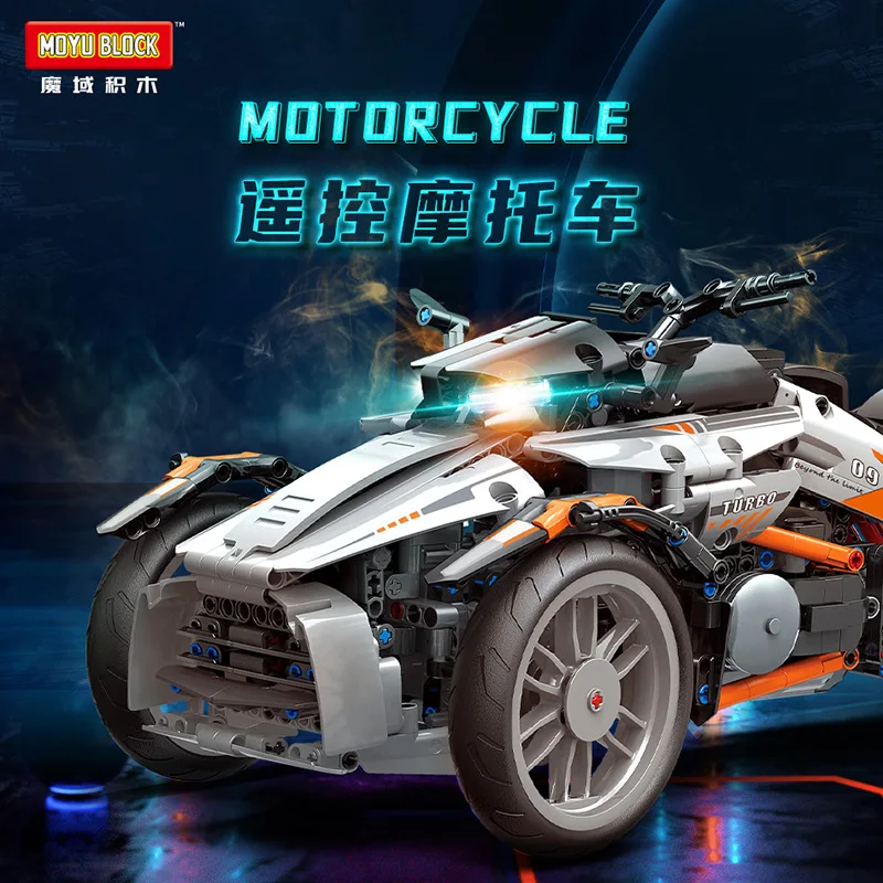

MY88013 High-tech Series MOC Dual-mode Remote Control Classic Motorcycle Vehicle Model Building Block Brick Toys Kids Gift Set