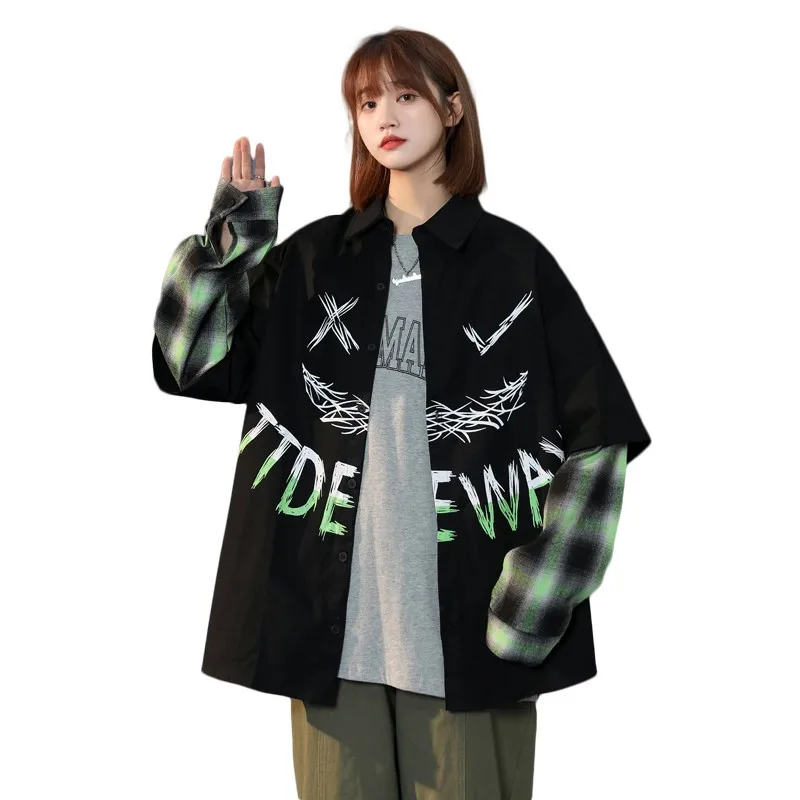 Классическая Свободная рубашка в клетку Корейском стиле Женская Повседневная