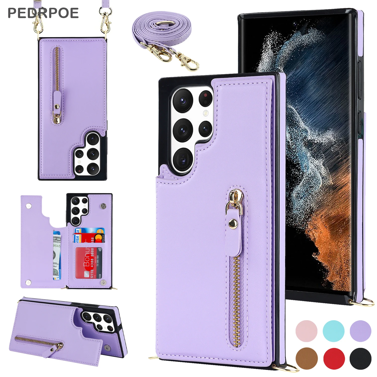 

Кожаный чехол-книжка для Samsung S22 S21 S20 Ultra FE S10 E S9 Plus Note 9 10 Pro 20