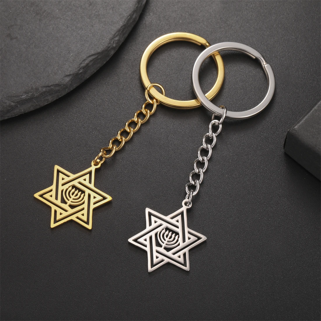 EUEAVAN еврейский брелок со звездой Давида из нержавеющей стали классический с