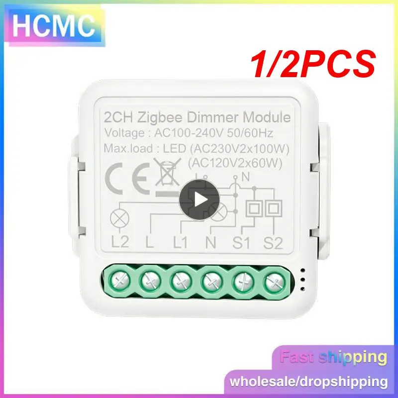 

1/2PCS Tuya ZigBee Wifi Dimmer Switch Module 10A Smart Home Breaker 1 2 Gang Supports 2 Way Control Works with Alexa