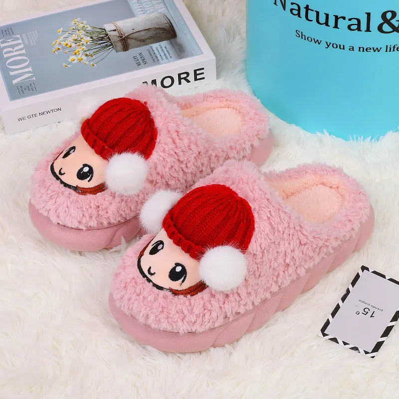 Winter Cute Slippers Men Women Slippers Home Fashion Bedroom Couples Shoes Plush Warm Cotton Slippers Non-slip Men Shoes Women