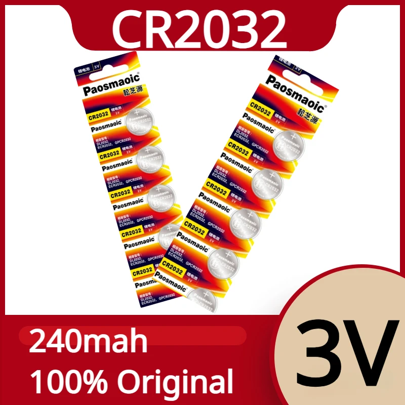 

Original 240mAh CR2032 5004LC CR 2032 3V Lithium Coin Cell Battery, Watch Toys Electronics Car Key Button Batteries Long Lasting