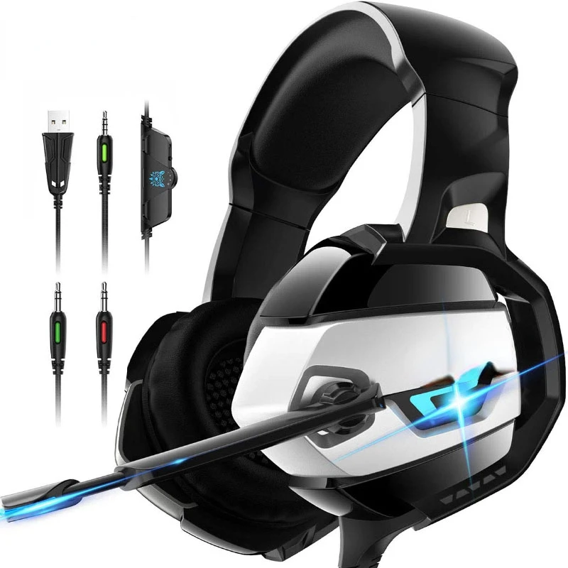 

Камуфляжная игровая гарнитура K5, наушники с глубокими басами для ПК, PS4, ноутбука, XBOX ONE со светодиодный фоном, серого цвета