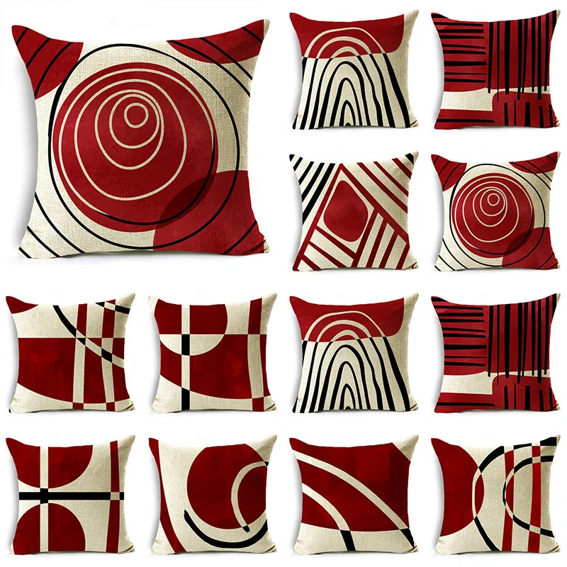 

Red and White Geometric Creative Stitching Pillow Cover Home Office Decoration Cushion Cover 40*40cm/45*45cm/50*50cm