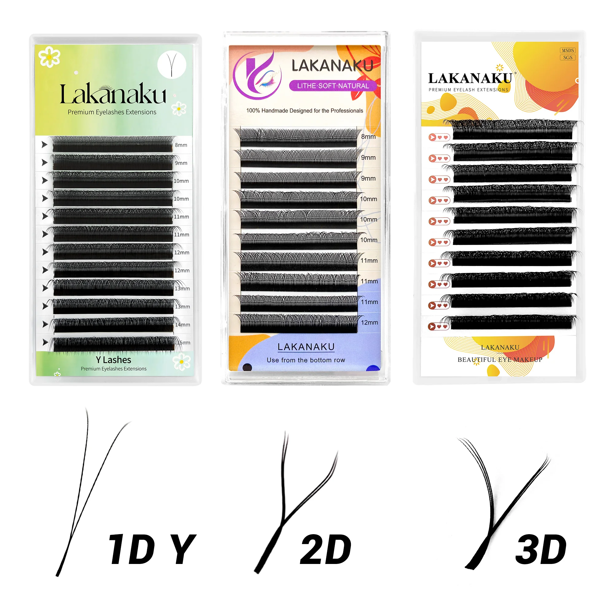 Ресницы LAKANAKU 1D Y для наращивания