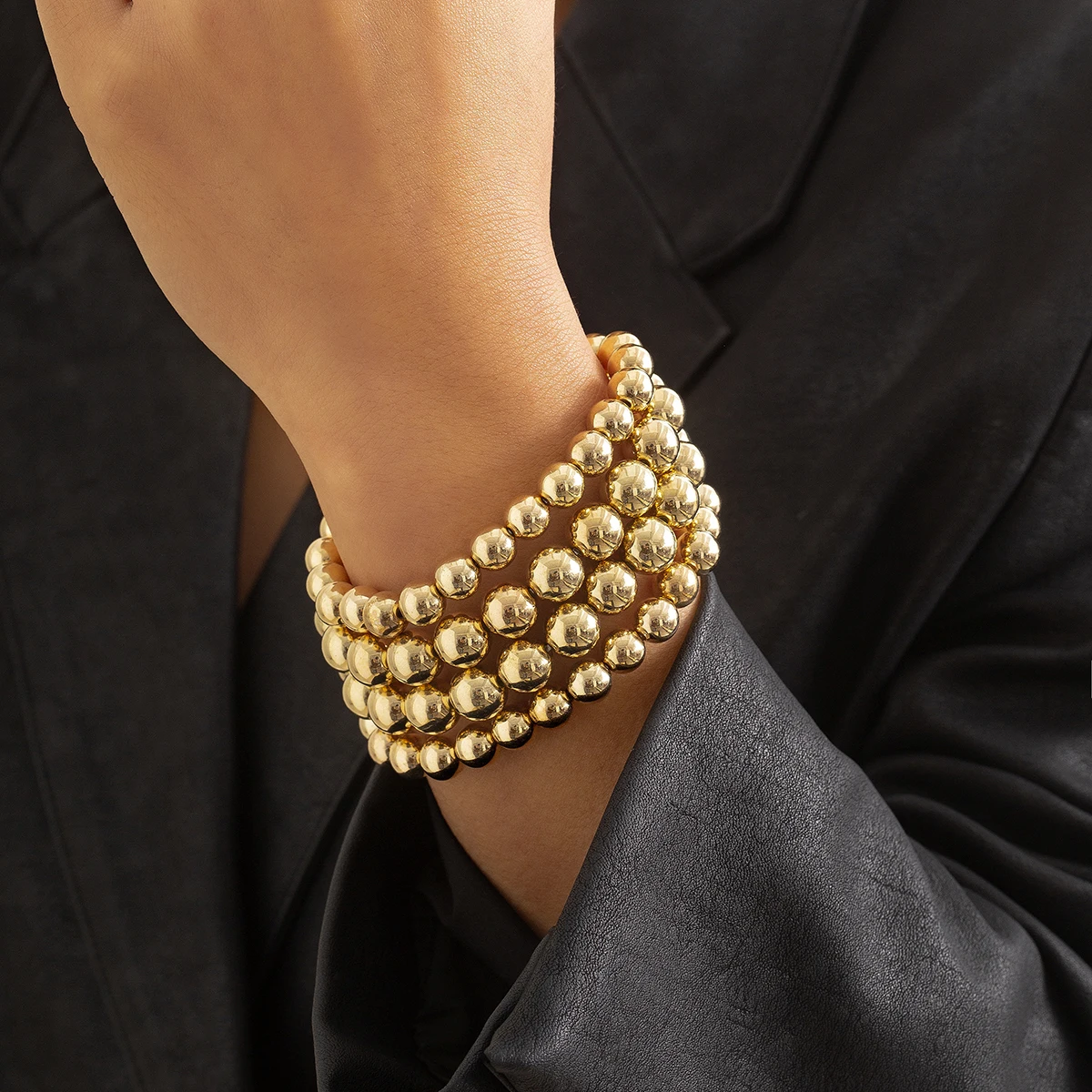 

1pcs Ins Fashion Plastic CCB Beads Chain Bracelet For Women/Men Multi Layer Elastic Bracelet on Hand 2022 Trendy Punk Jewelry