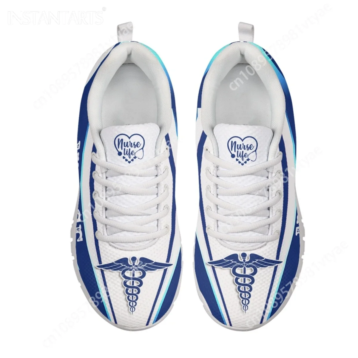 Кроссовки женские сетчатые на плоской подошве с принтом