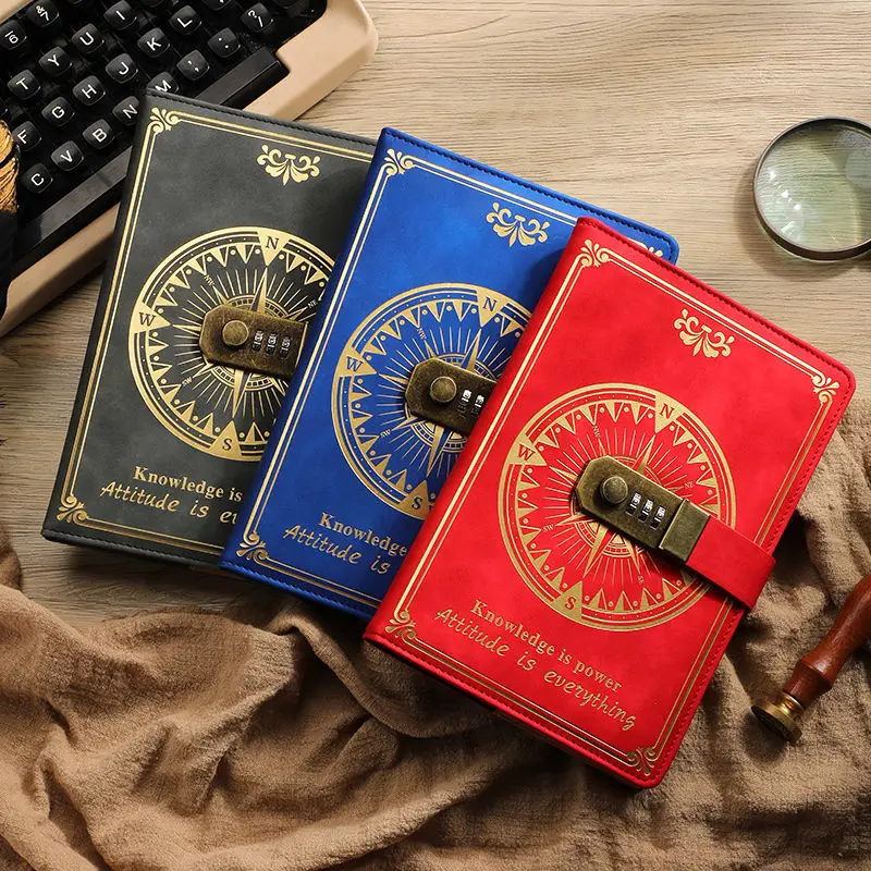 

200pages A5 Password Book Retro with Lock Notebook Creative Thickened Hand Ledger Student Notebook Stationery Notepad