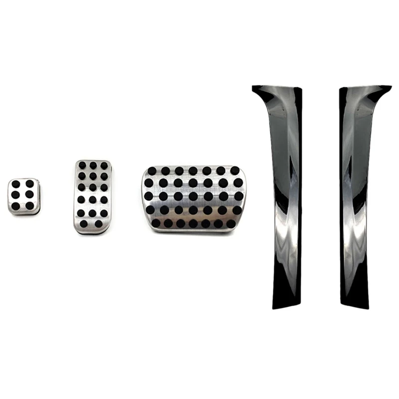 

1 Set Gas Modified Pedal Pad Plate & 2 Pcs Rear Side Wing Roof Spoiler Stickers Trim Cover Gloss Black