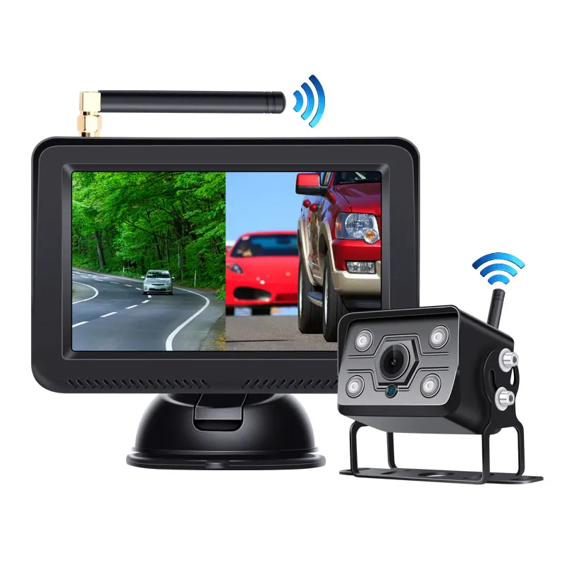 

AHD Rear View Night Vision Camera 5 Inch Rearview Car For Bus And Truck Rearview Mirror With Wireless Camera