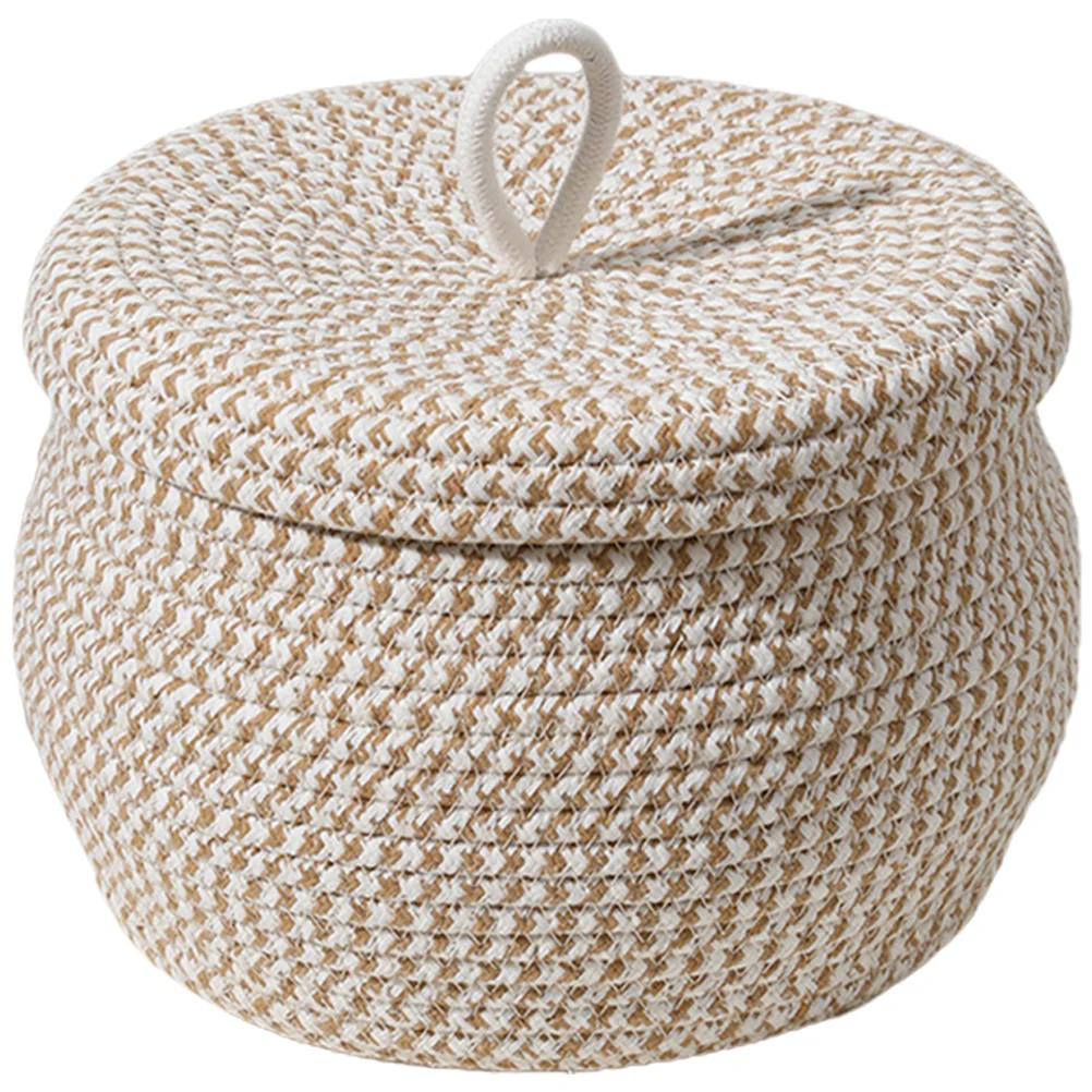 

Basket Storage Woven Baskets Lid Rope Can Cotton Lids Decorative Flower Bin Toy Trash Rattan Planter Laundry Pot Boxes Garbage