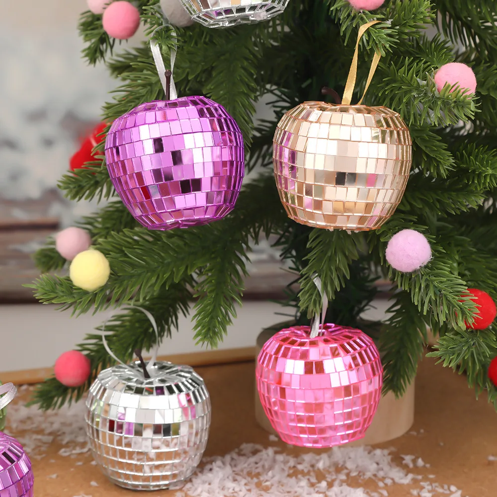 1 комплект рождественский зеркальный шар в форме яблока красочные блестящие