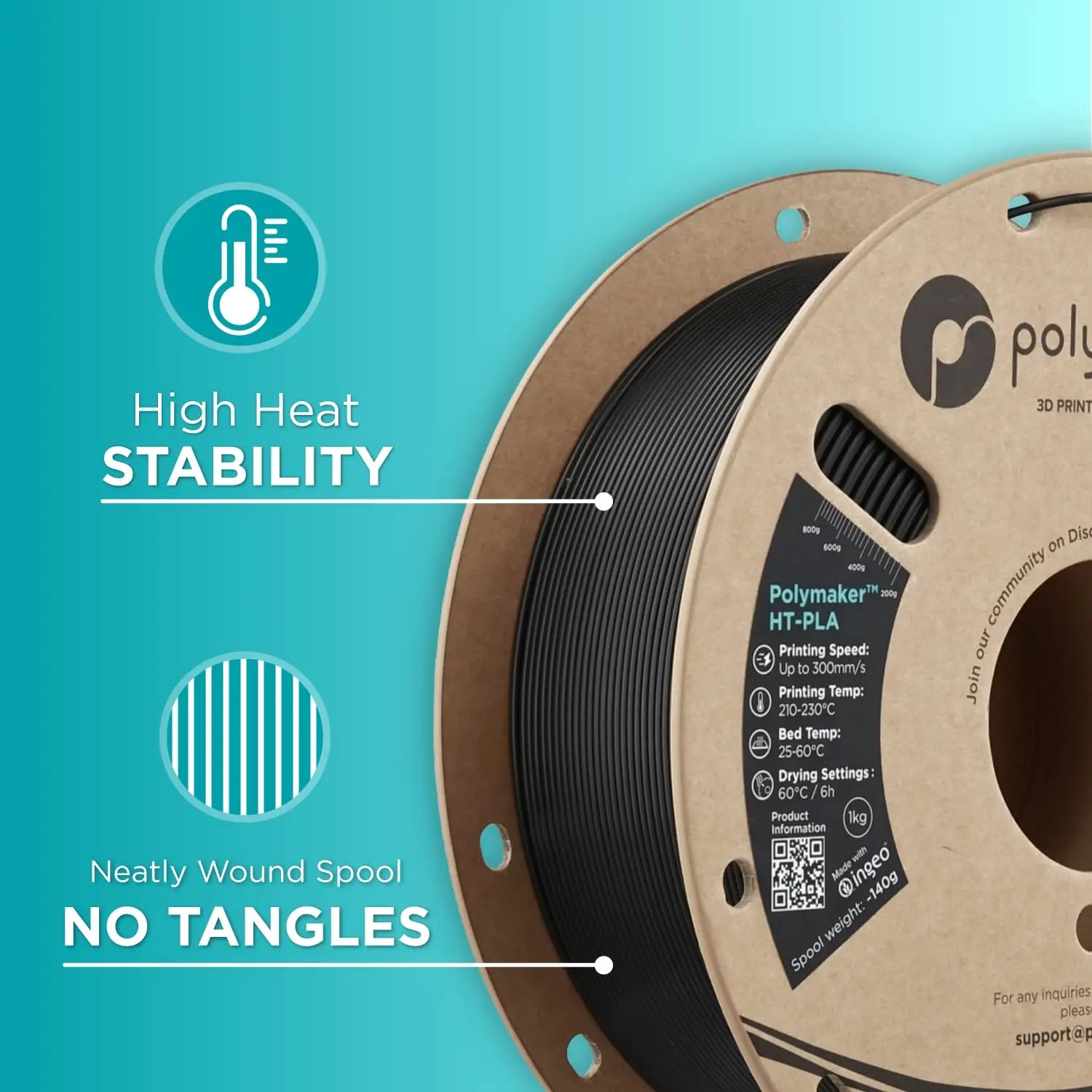 Фото Филамент Polymaker HT-PLA High Temp PLA 1.75 мм, 1 кг, устойчивый к деформации, материал для 3D-печати на FDM-принтерах №3
