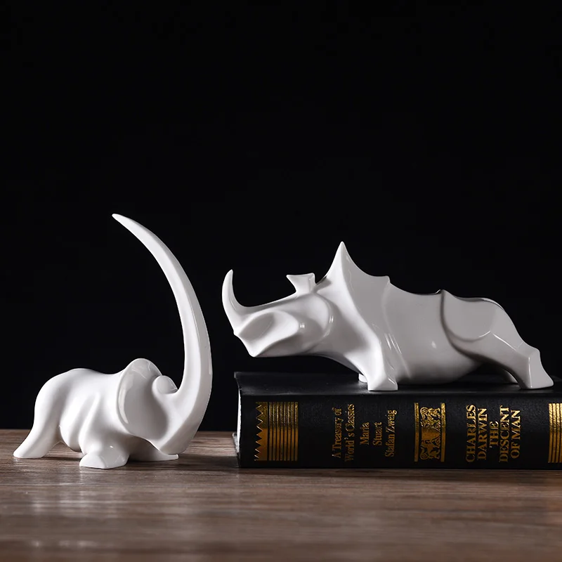 

Abstract Porcelain Rhino Figurine Handmade Ceramics Rhinoceros Miniature Wildlife Decor Souvenir Gift Craft Ornament Accessories