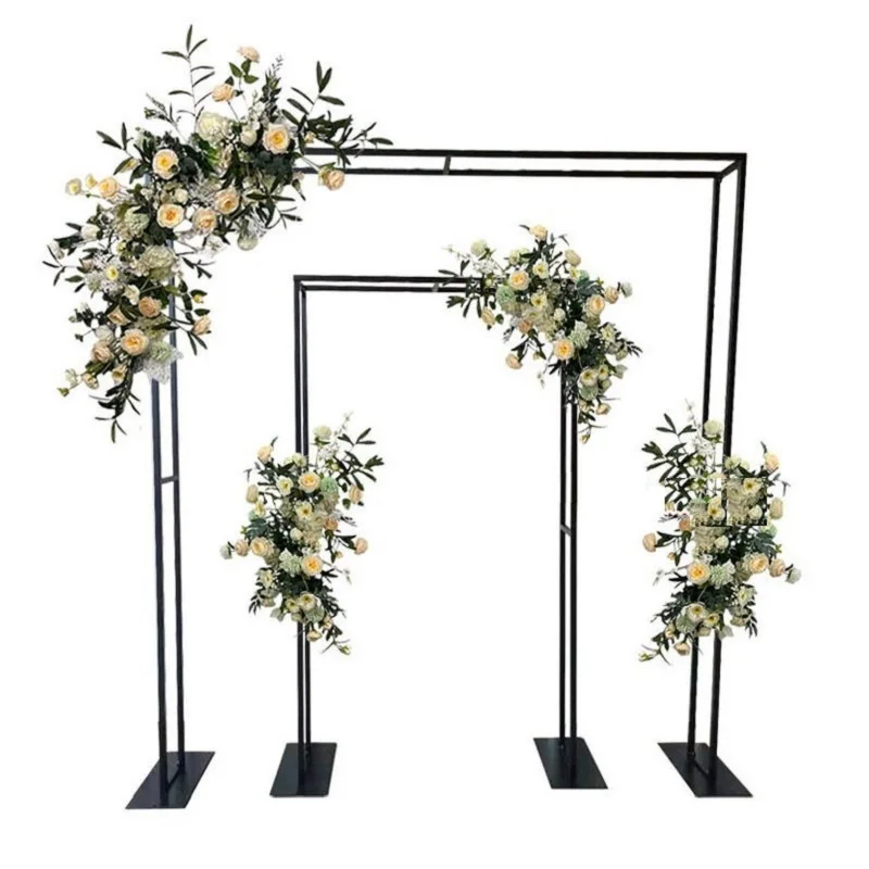

New Wedding Arch Square Double Background Arch Flower Stand Metal Flower Arch Welcome Area Layout Geometric Stand Decoration