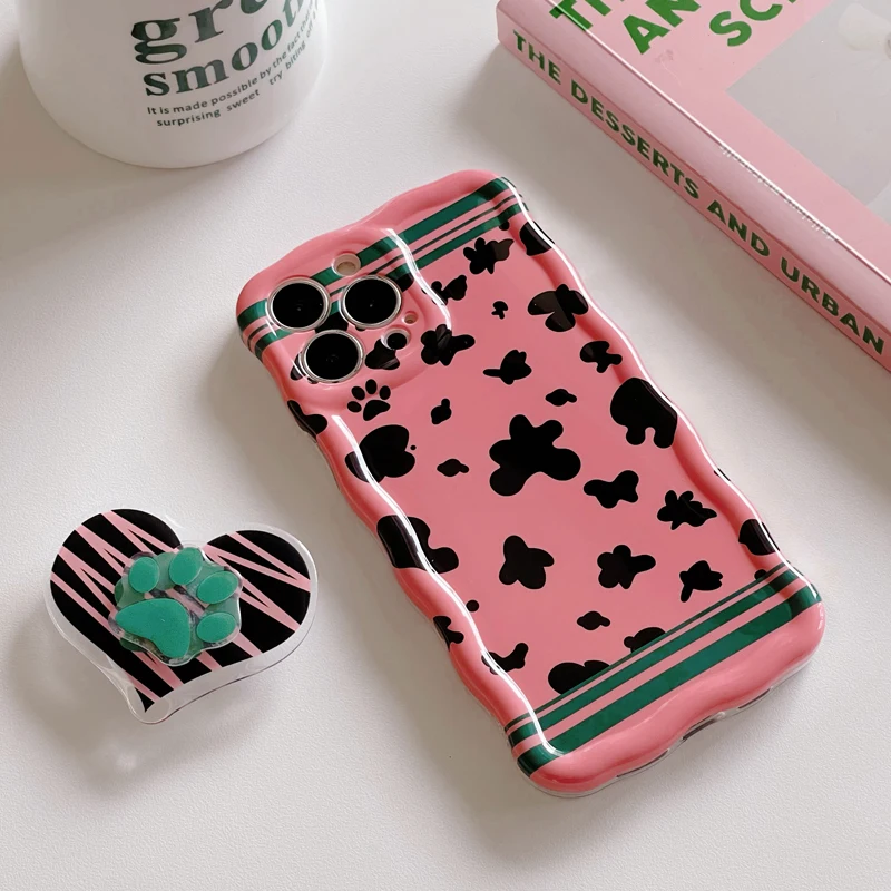 

Stylish Love Holder Phone Case For iPhone 11 12 13 14 Pro Max Mini XR XS 8 Plus SE 2022 Luxury Shockproof Wavy Border Back Cover