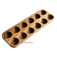 kitchen tools creative acacia wood double row egg storage box household refrigerator egg rack accessories container storage