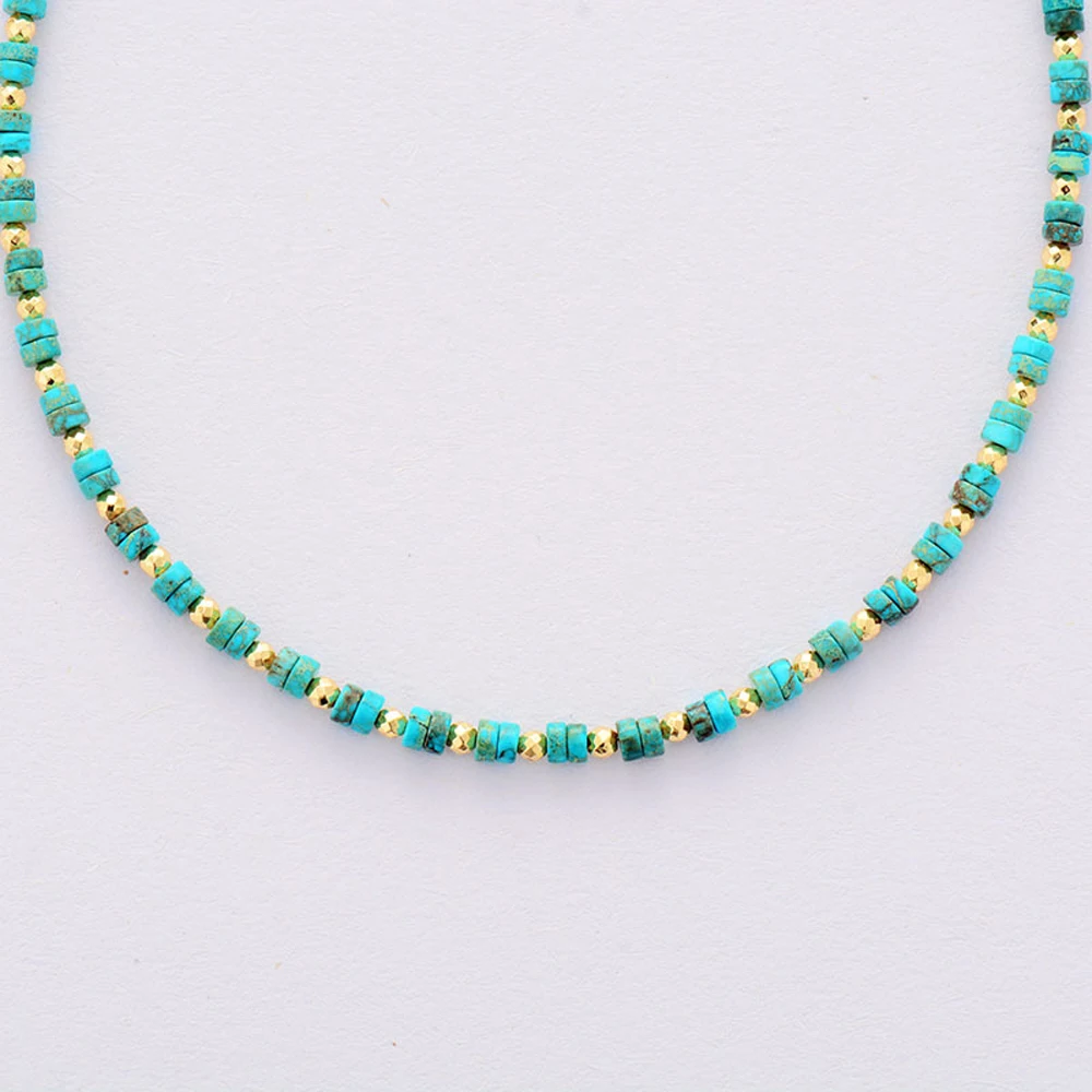 Бирюзовый Драгоценный Камень Heishi в стиле бохо для женщин и девушек летние