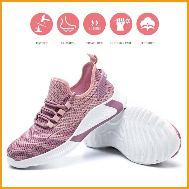 

Xiaomi Youpin 2022 New Shoes Women Mesh Breathable Lightweight Hard Wearing Steel Toe Sneakers Men Safety Work Running Footwears