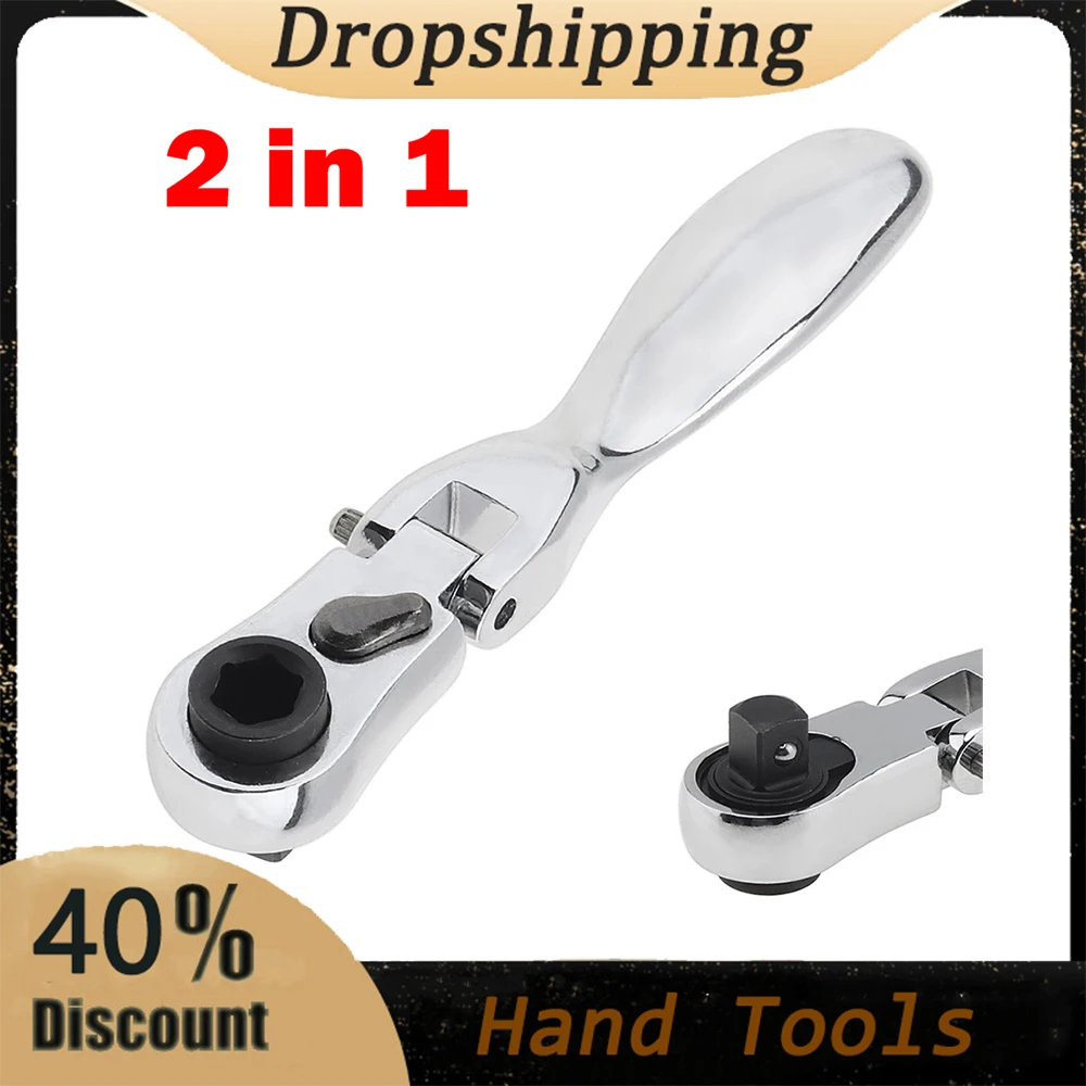 2 In 1 Ratchet Wrench Screwdriver 72 Teeth Socket Batch Head Quick Spanner Hand Repair Tools Double Ended Ratchet Handle Wrench