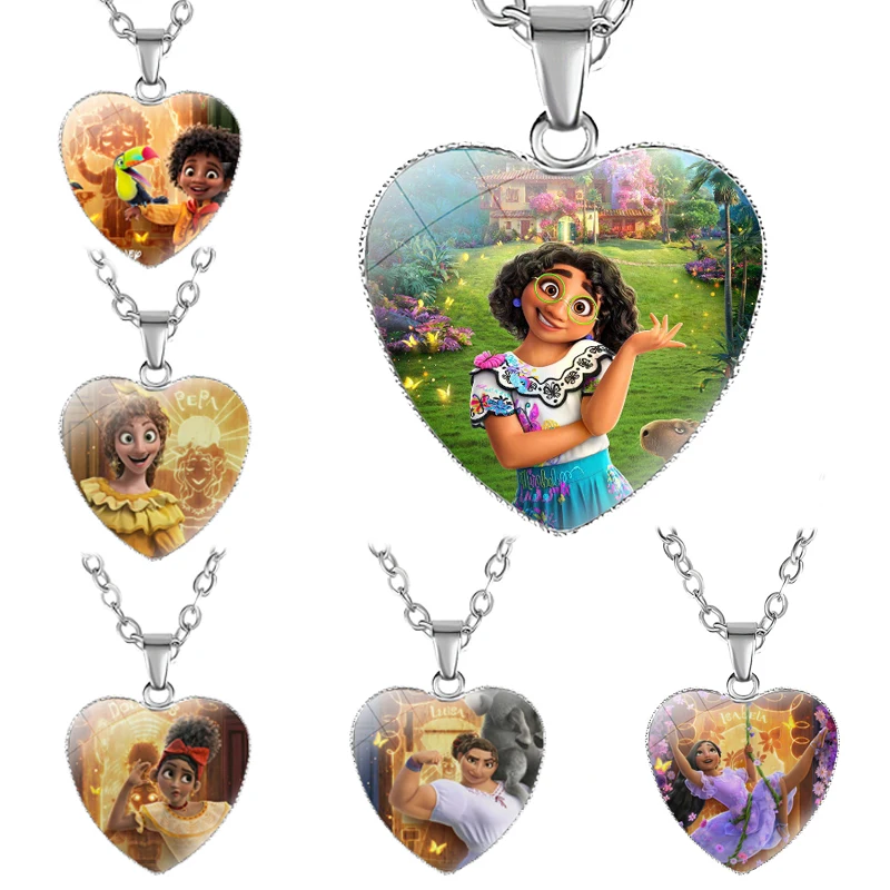 

Disney Anime Movie Encanto Cartoon Time Gem Heart Pendant Necklace Encanto Kawaii Pendant Kpop Fashion Jewelry Kids Gift Toys