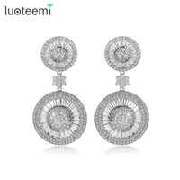 luoteemi new delicate luxury sparkling cubic zirconia statement brincos dangle earrings for women bridal wedding party jewelry
