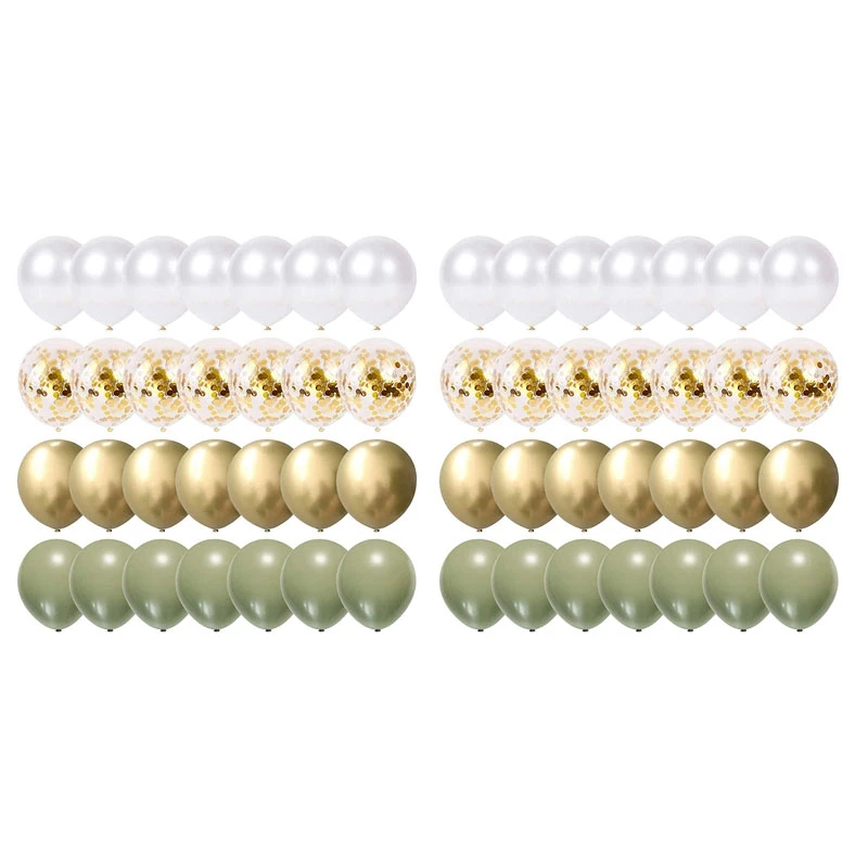 

2Set Balloons Eucalyptus Pearl White Gold Confetti Balloon Wedding Baby Shower Olive Green Birthday Party Decorations