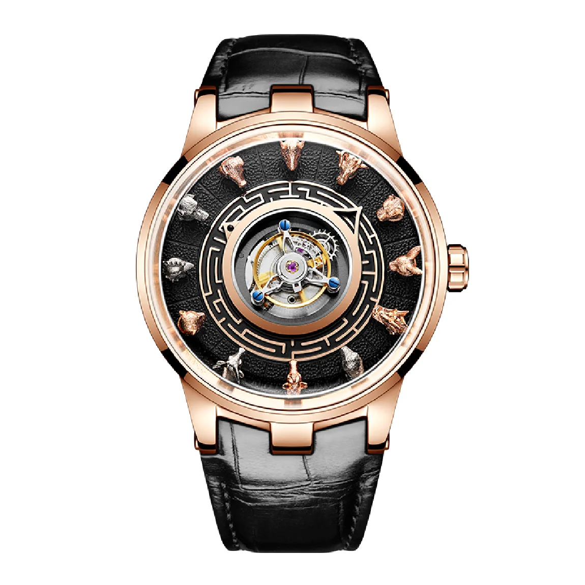 

Haofa Center Tourbillon Watch 3D Chinese zodiac Animal Sculpture Manual Tourbillon Sapphire Waterproof Limited Watches Men 2000