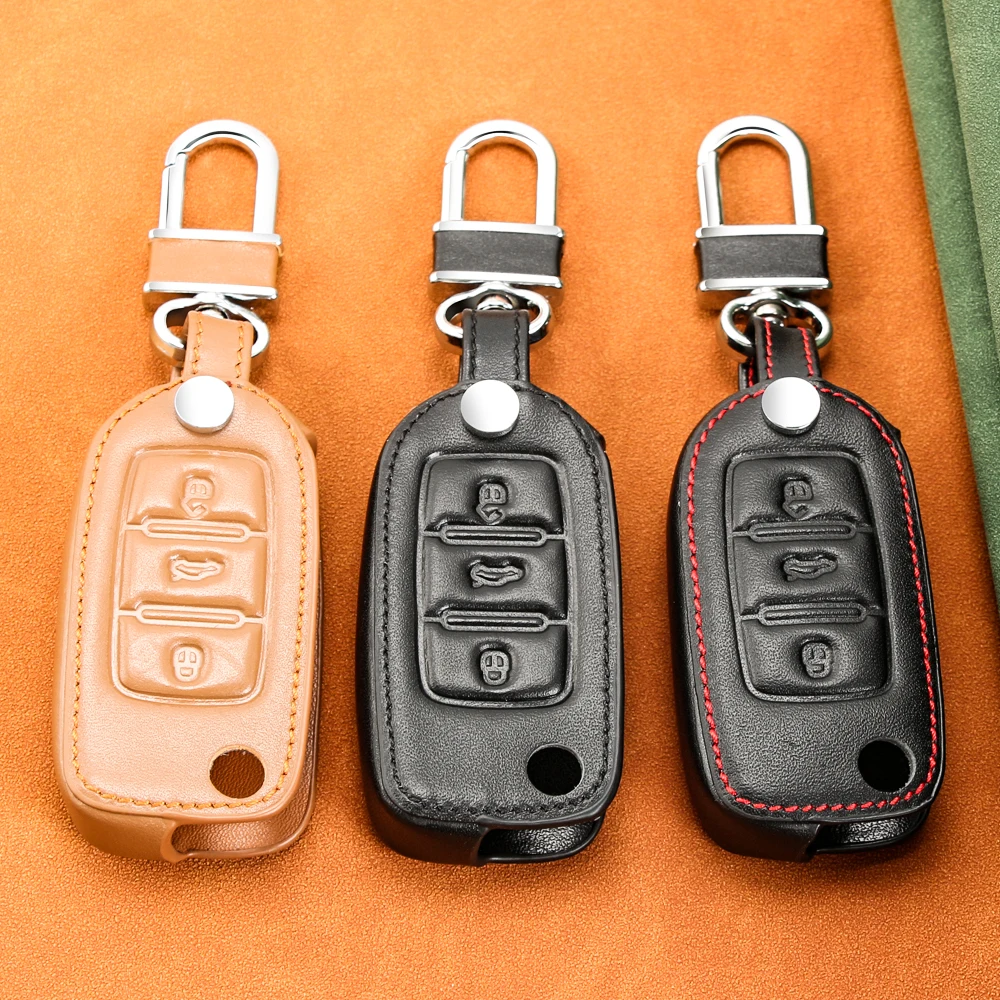 Кожаный чехол для автомобильного ключа VW Polo Tiguan Passat Golf MK Jetta Skoda Kodiaq Superb Octavia