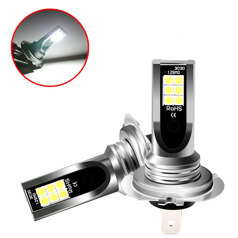 

2Pcs H7 LED Fog Lights Bulbs DC12V Mini Size Fanless Wireless for Car Headlight Auto Driving Running Lamps 6500K 360° Beam Angle