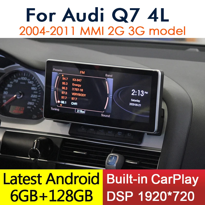 Android 12 CarPlay 6 + 128 ГБ для Audi Q7 4L 2004 ~ 2011 MMI 2G 3G Автомобильный мультимедийный плеер GPS Navi