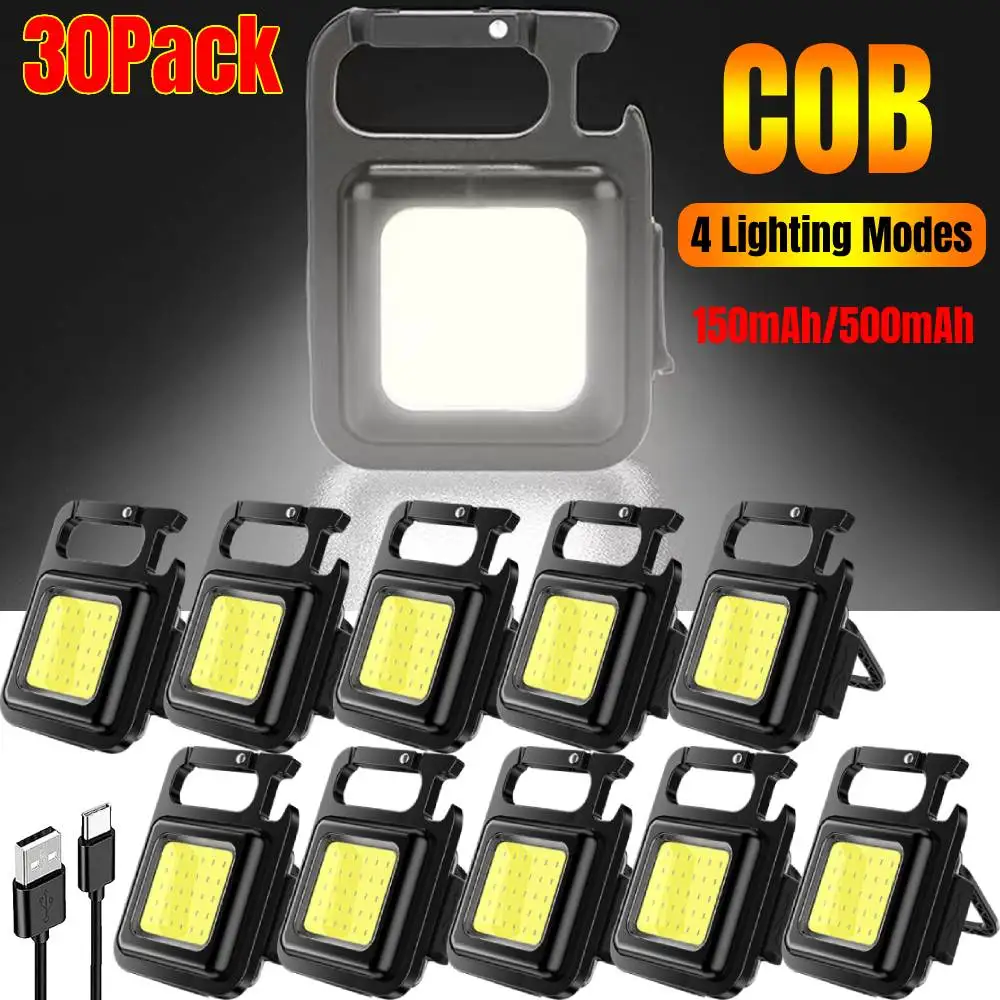 

Multifunctional Mini LED Flashlight Work Light Portable Pocket Flashlight Keychains USB Rechargeable Outdoor Camping Corkscrew