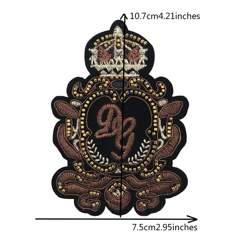 Шелковая вышивка Lndian бисером нашивки с буквами аппликация в виде короны цветы