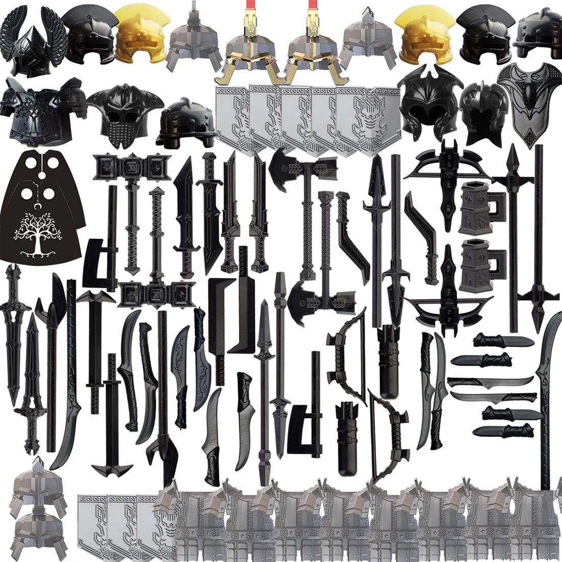 

78Pcs+ Medieval Ancient Rome Ancient Greece Ancient Egypt Style Military Weapons Armor Helmets Block Figures Weapons Set