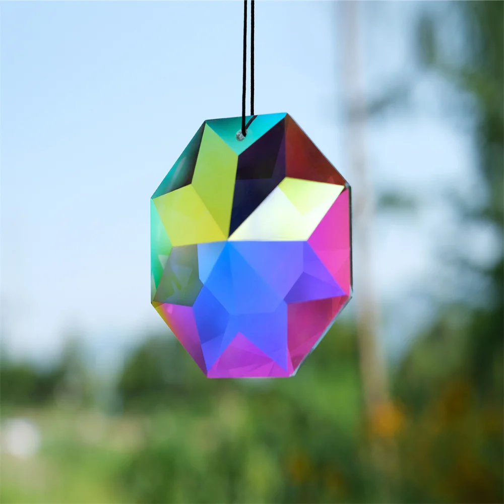 

Crystal Pendant Colored Crystal Faceted PrismRainbow