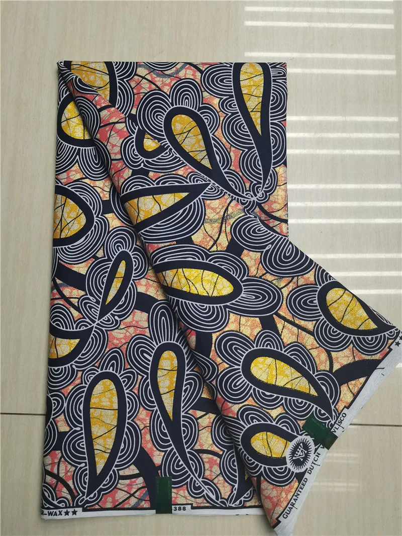 Wholesale Prices 2023 New Hot Sell African Wax Fabric Ankara Wax Prints Fabric Ghana Guaranteed Veritable Wax 6 Yards 1052