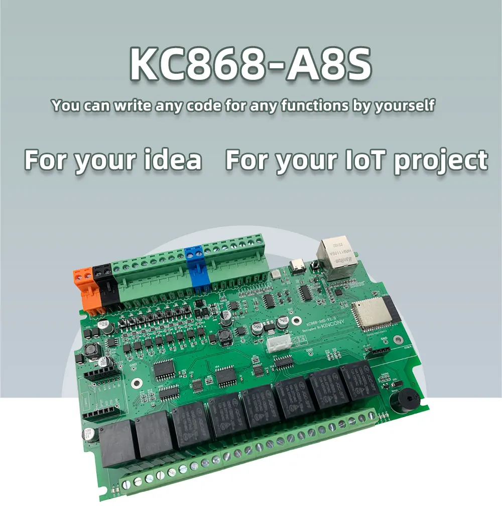 Фото KC868-A8S Esp32 Релейная плата RS232 USB W/E Релейный модуль ADC DAC RF 433M Температура Arduino IDE MQTT №4
