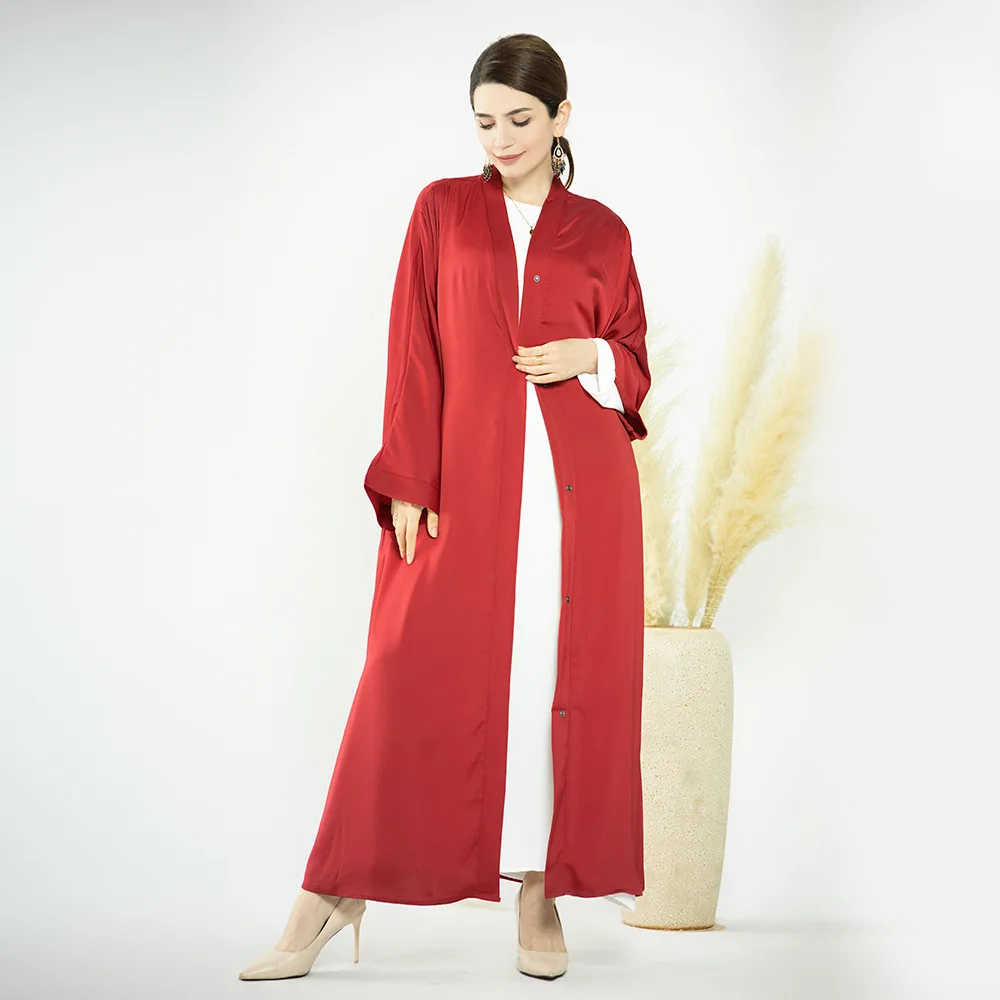 2023 Middle East Turkey Dubai Solid Color Cardigan Dress Muslim Fashion Robes Abayas for Women Open Abaya Vestidos Largos