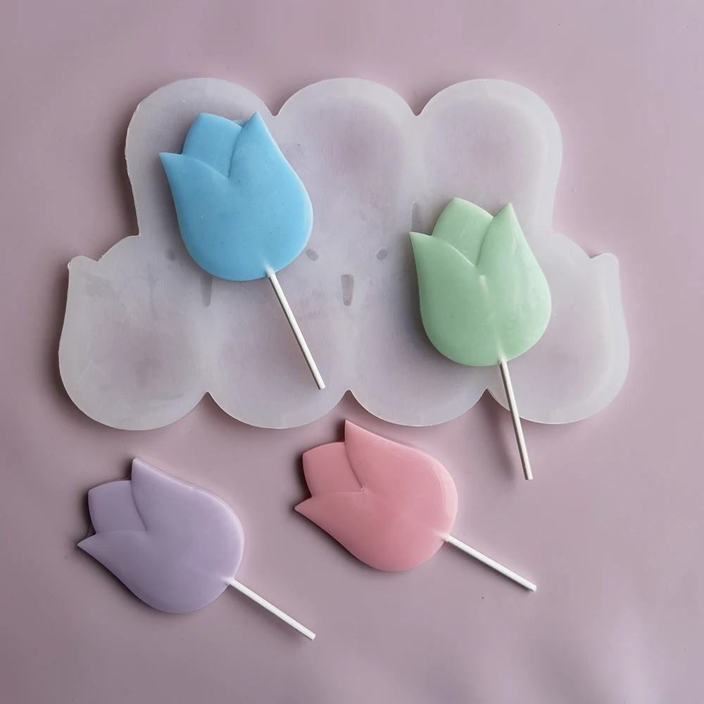 

Tulip Flower Design Lollipop Silicone Mold DIY Easter Chocolate Candy Fondant Mould Cake Decorating Tools Baking Accessories