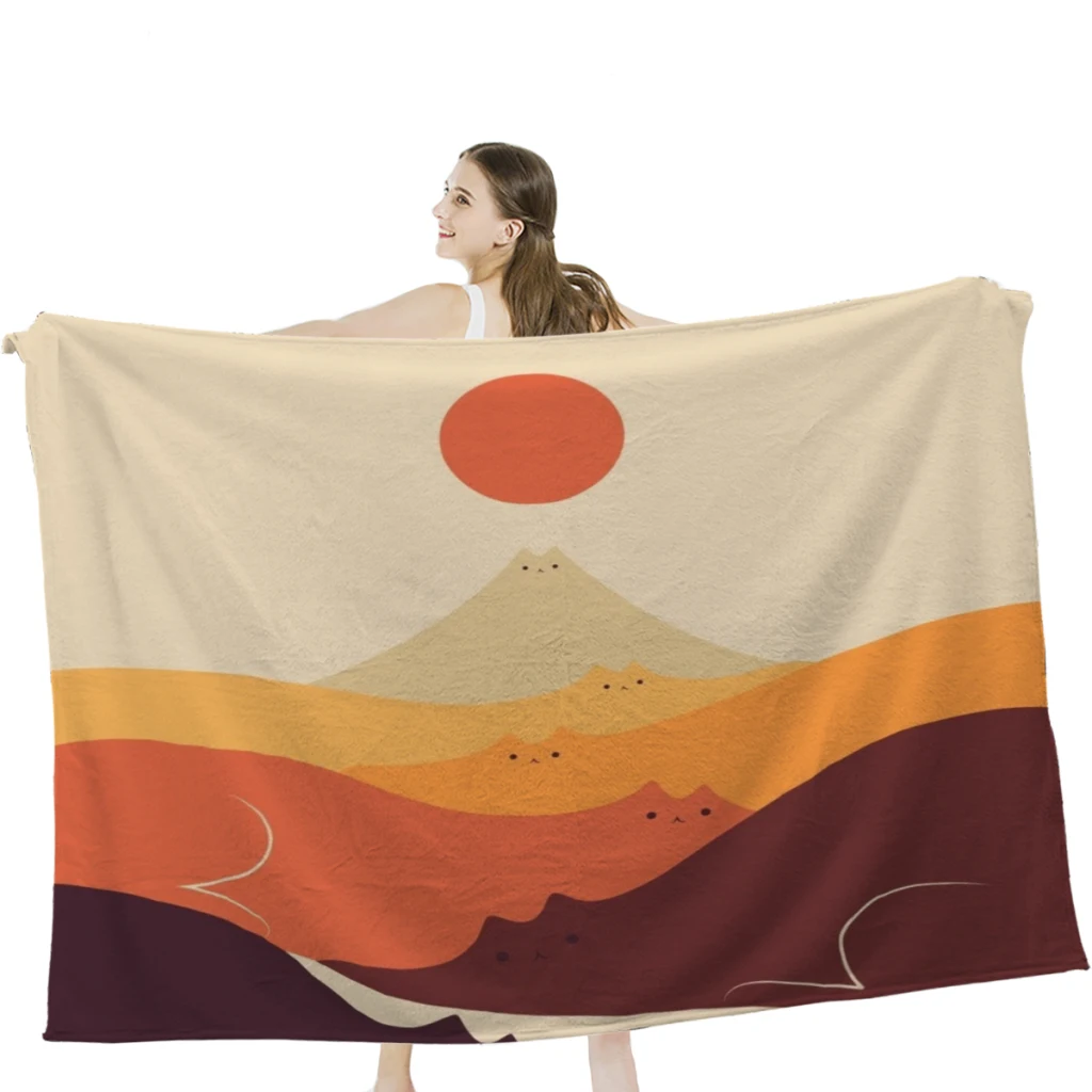 

Одеяло с кошачьим ландшафтом, мягкое бархатное постельное белье для кемпинга, холодного кинотеатра или путешествий, 87 штук