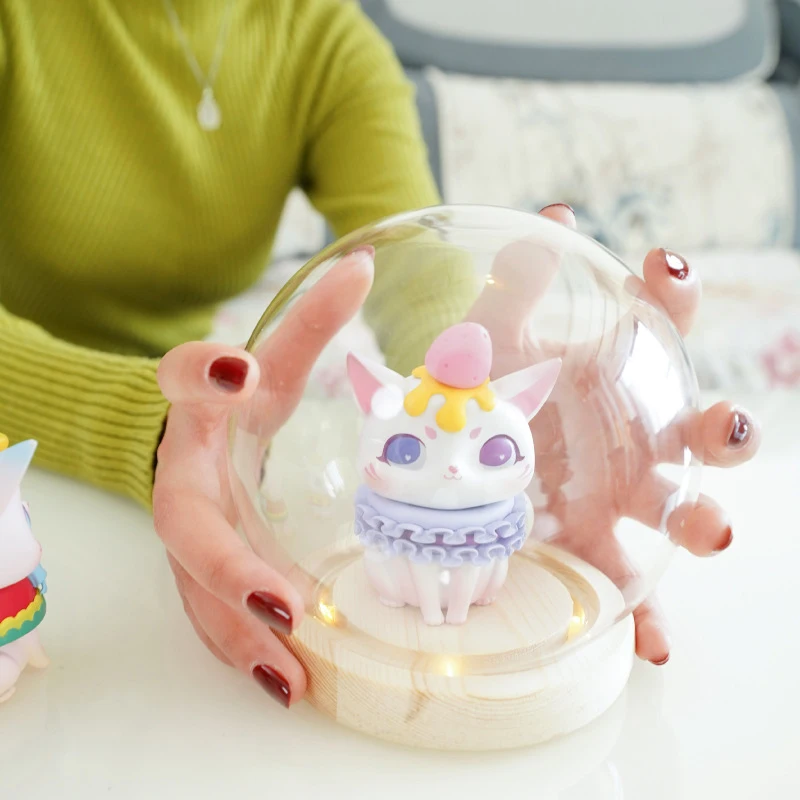 Стеклянный купол Колокол с черным угольным горением/деревянная основа цветочный