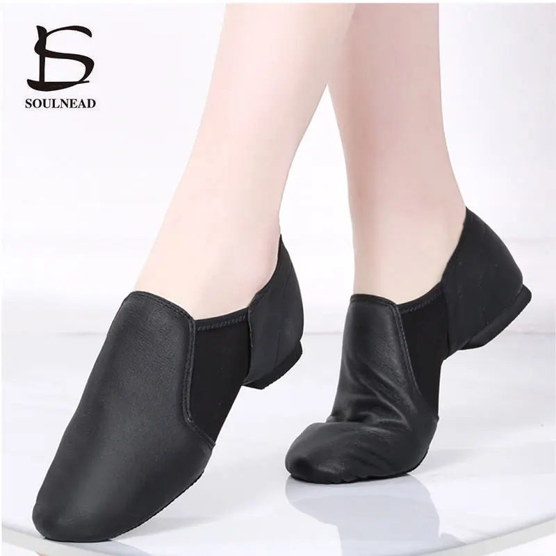Women Jazz Dance Shoes Girls Yoga Training Shoe Genuine Leather Soft Bottom Ladies Ballroom Modern Dancing Sneakers Size 34-44