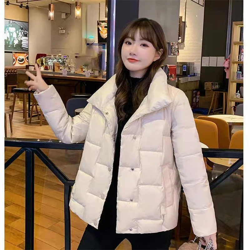 Women Winter Parkas 2022 New Fluffy Cotton White Duck Down Jacket Ultralight Portable Solid Coat Baggy Fashion Bread Clothes Out