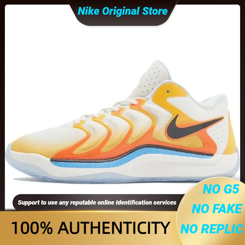 Баскетбольные кроссовки Nike KD 17 мужские низкие оранжевого/белого/черного цвета