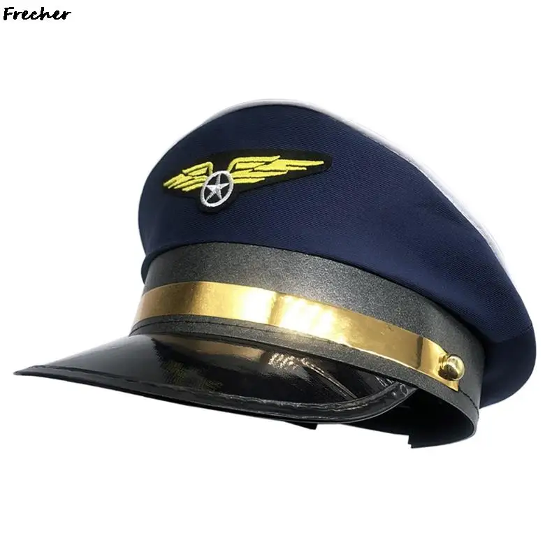 

Police Sailors Caps Flight Captain Hat Women Men Navy Party Costume Airplane Uniform Custom Cap Marine Admiral Fancy Dress Hats