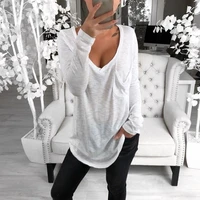 women long sleeve t shirt loose t shirt v neck t shirt top with women clothing loose casual tops with pocket shirt