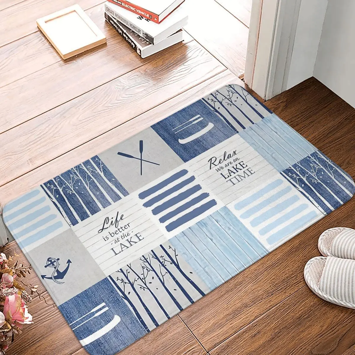 

Anchor Non-slip Doormat Life Is Better At Lake Patchwork Bath Bedroom Mat Outdoor Carpet Indoor Pattern Decor
