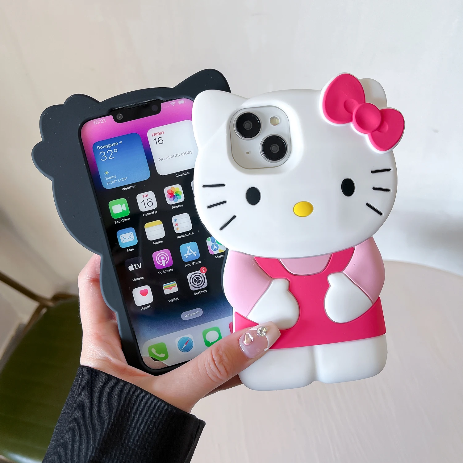Для iPhone 16 Pro Max Plus цветной бант Hello Kitty мультфильм силиконовый чехол на заднюю